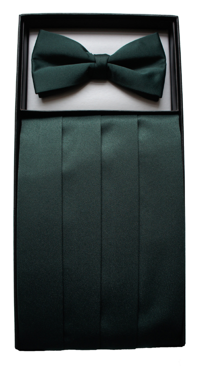 Bottle Green Cummerbund & Bow Tie Set